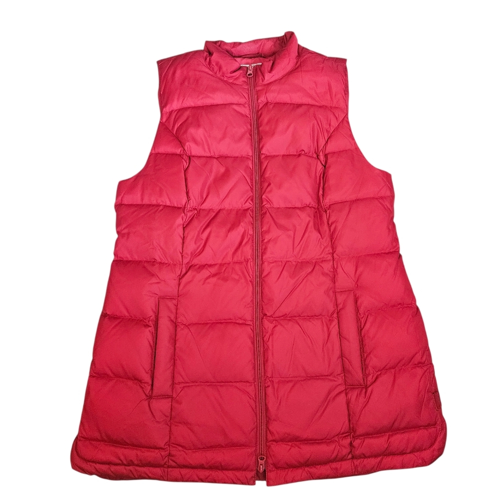 J. Jill Down Puffer Vest Women's Sz Medium Full Zip‎ Red Lightweight Hiking